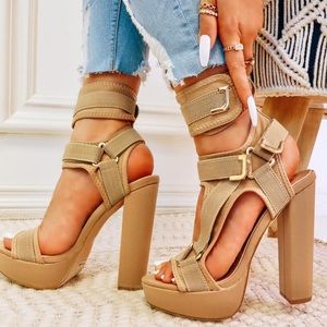 Miss L by Liliana Nude Platform Pump Chunky High Heels